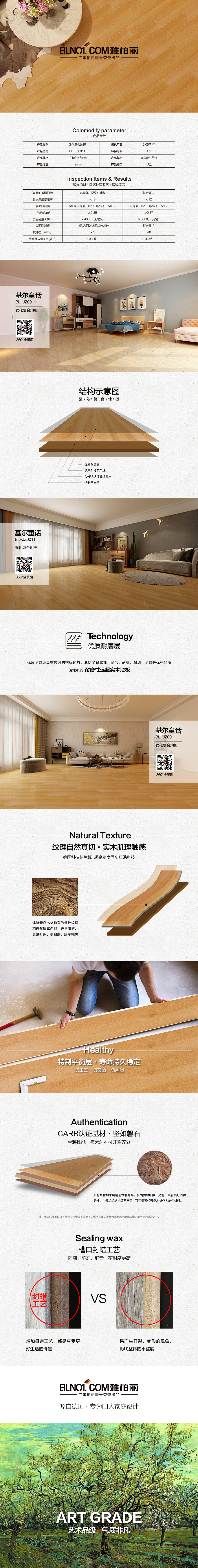 雅柏麗地板 強化復(fù)合地板 強化復(fù)合地板十大品牌 BL-JZ0011基爾童話