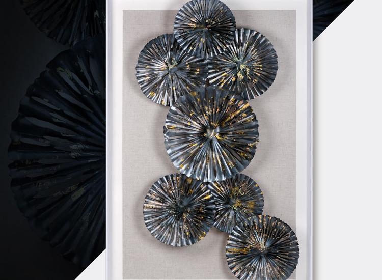 玄關(guān)裝飾畫 工業(yè)風客廳沙發(fā)軟裝實物 立體手工鐵藝金屬酒店壁飾