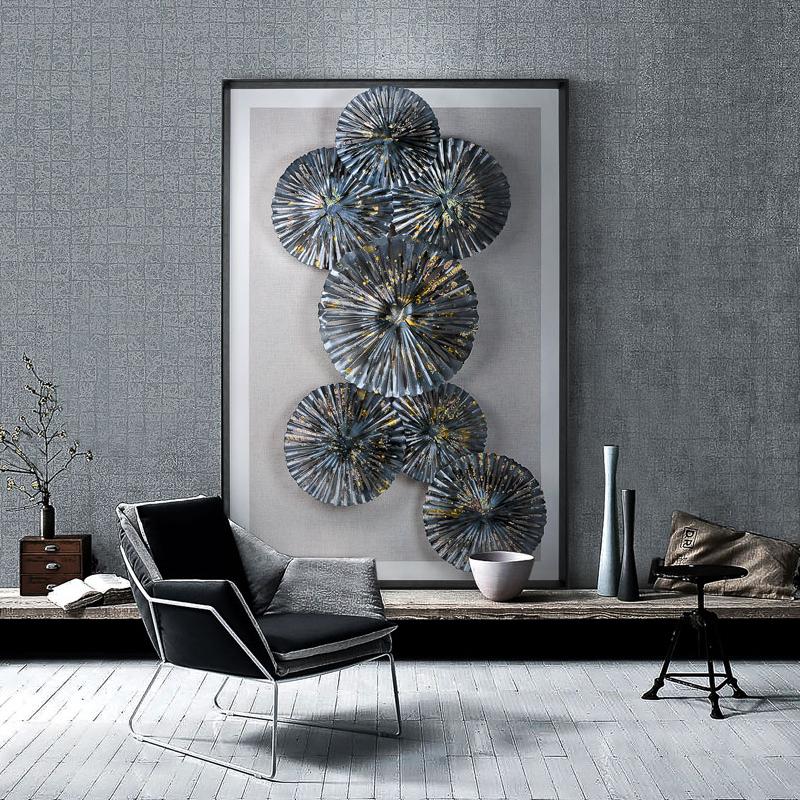 玄關(guān)裝飾畫 工業(yè)風客廳沙發(fā)軟裝實物 立體手工鐵藝金屬酒店壁飾