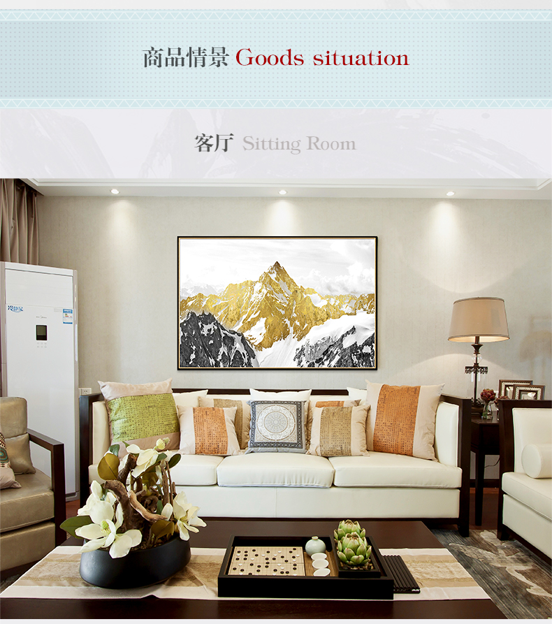現(xiàn)代油畫(huà) 客廳別墅沙發(fā)背景墻掛畫(huà) 靠山招財(cái)畫(huà) 純手繪油畫(huà) 雪山圣景（單）