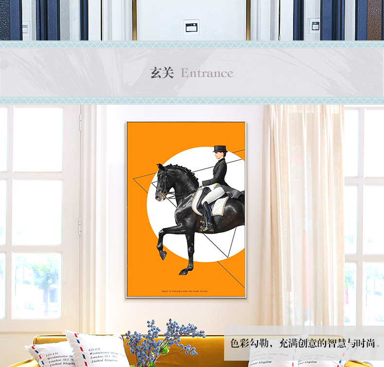 現(xiàn)代簡(jiǎn)約客廳裝飾畫(huà) 歐式玄關(guān)走廊壁畫(huà) 法式晶瓷畫(huà) 純手繪油畫(huà) 馬背上的女子