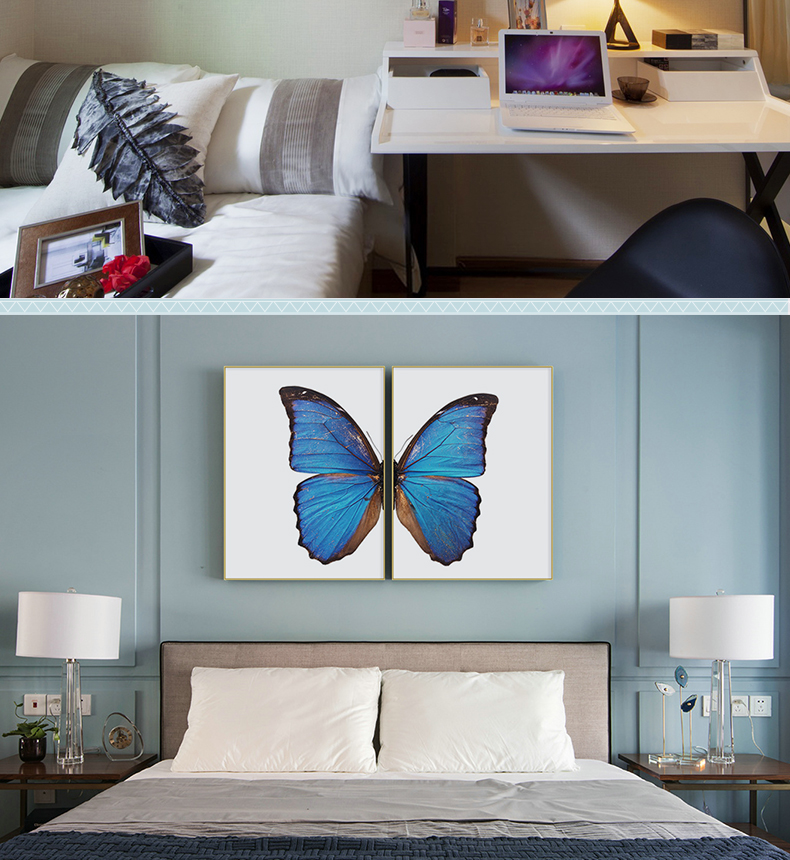 現(xiàn)代輕奢簡歐動物裝飾畫 餐廳蝴蝶標(biāo)本鋁合金框晶瓷畫 純手繪油畫 蝶舞