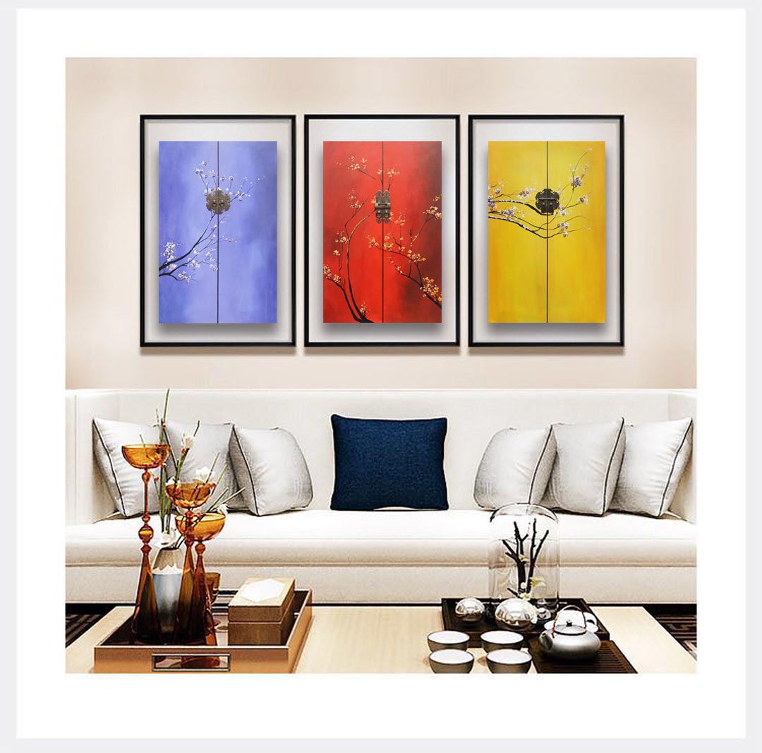 掛畫(huà)新中式禪意中國(guó)風(fēng)立體畫(huà) 精品客廳三聯(lián)畫(huà) 玄關(guān)裝飾畫(huà) 原創(chuàng)實(shí)物畫(huà) 新品