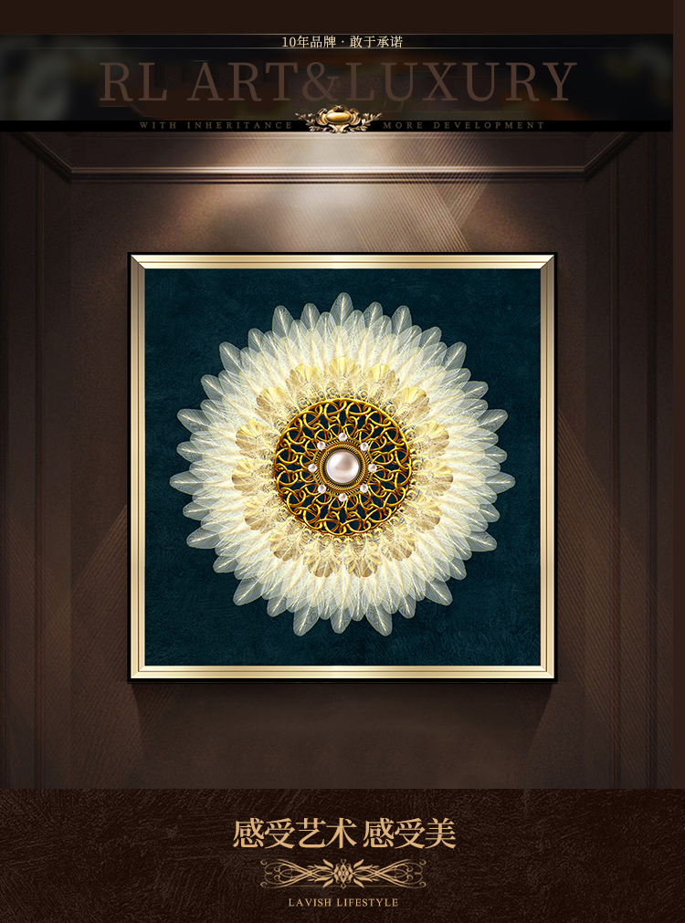 美式裝飾畫 晶瓷畫 輕奢沙發(fā)背景墻組合掛畫 入戶玄關歐式臥室床頭畫