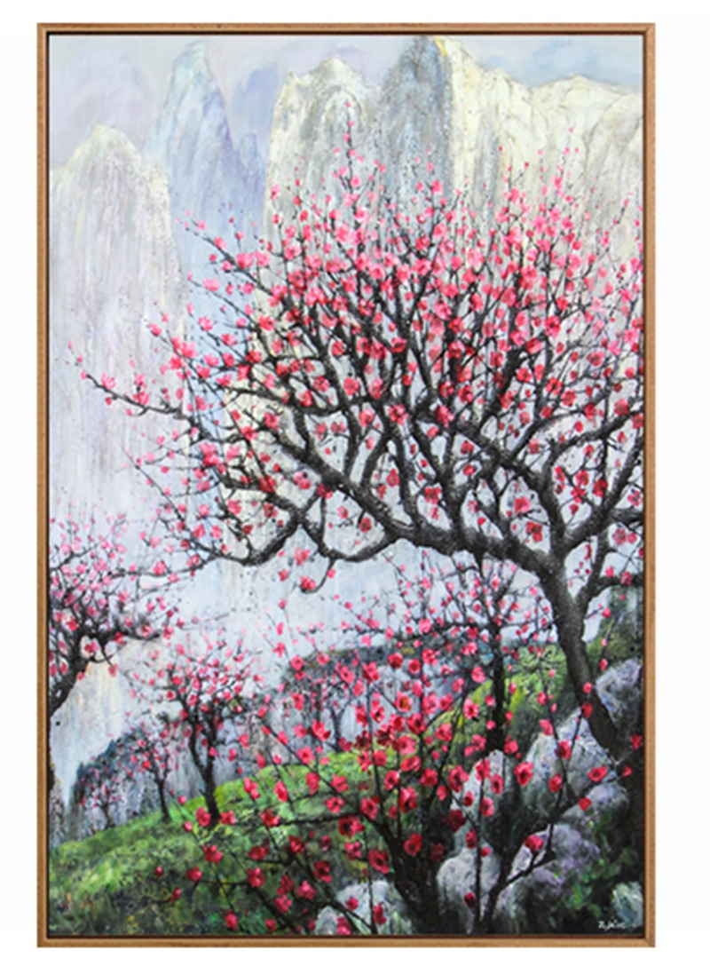 新中式客廳裝飾畫 書房原創(chuàng)純手繪梅花圖 臥室環(huán)保PS框掛畫 梅花圖2